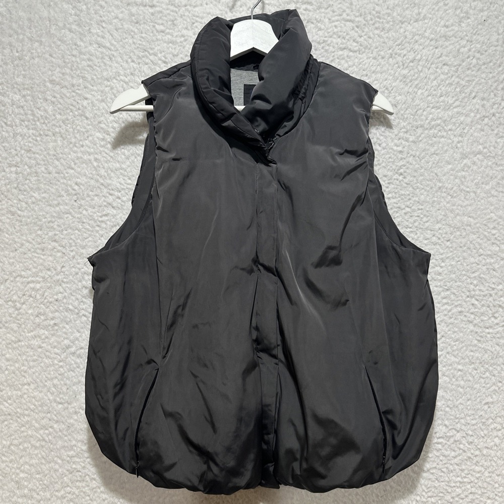 Gap Chocolate Brown Puffy Full Zip Vest Lined With Zip Pockets Women's Size XL